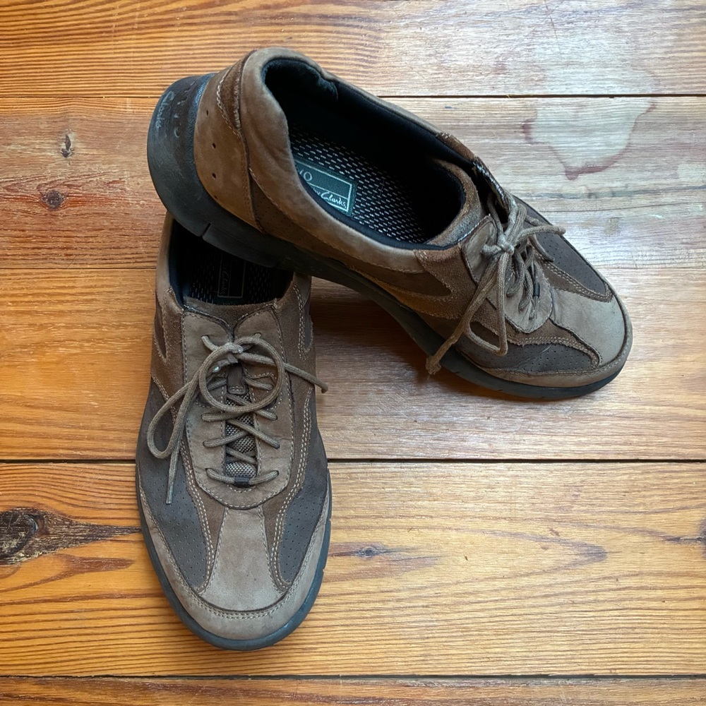 Clarks Men's Brown Leather Sneakers, GUC, 11